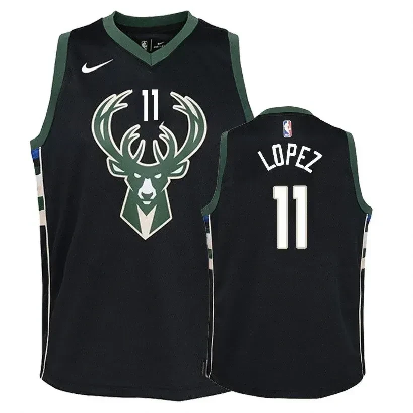 Bucks Brook Lopez 11 Statet Black NBA Jersey Youth