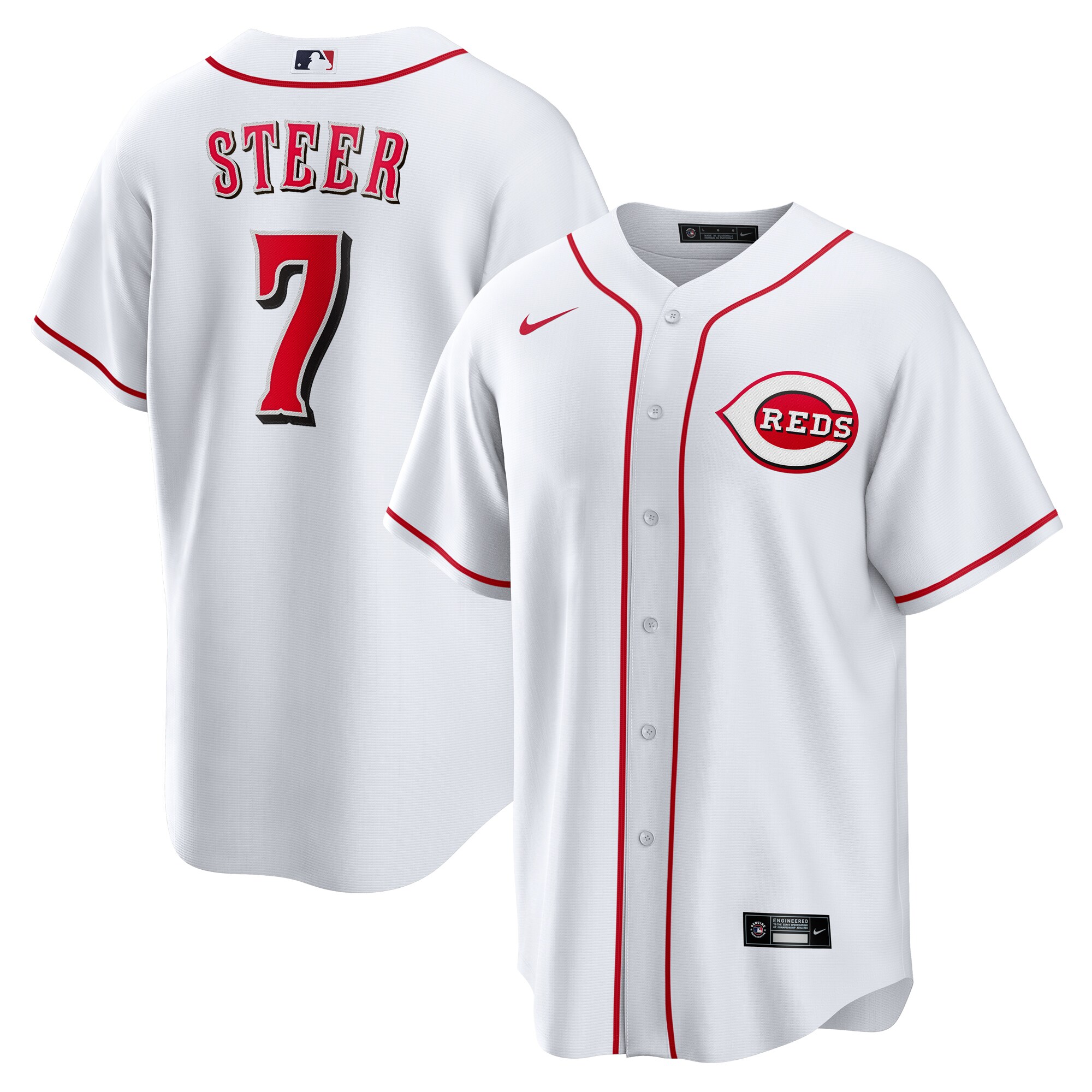 Cincinnati Reds Spencer Steer White Home MLB Jersey Men's