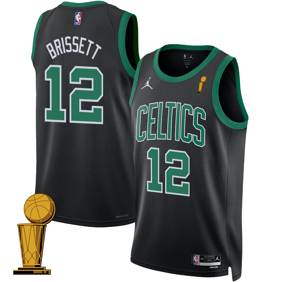 Oshae Brissett 12 Boston Celtics 2024 FINALS CHAMPIONS Swingman Statement Edition Black NBA Jersey Men's