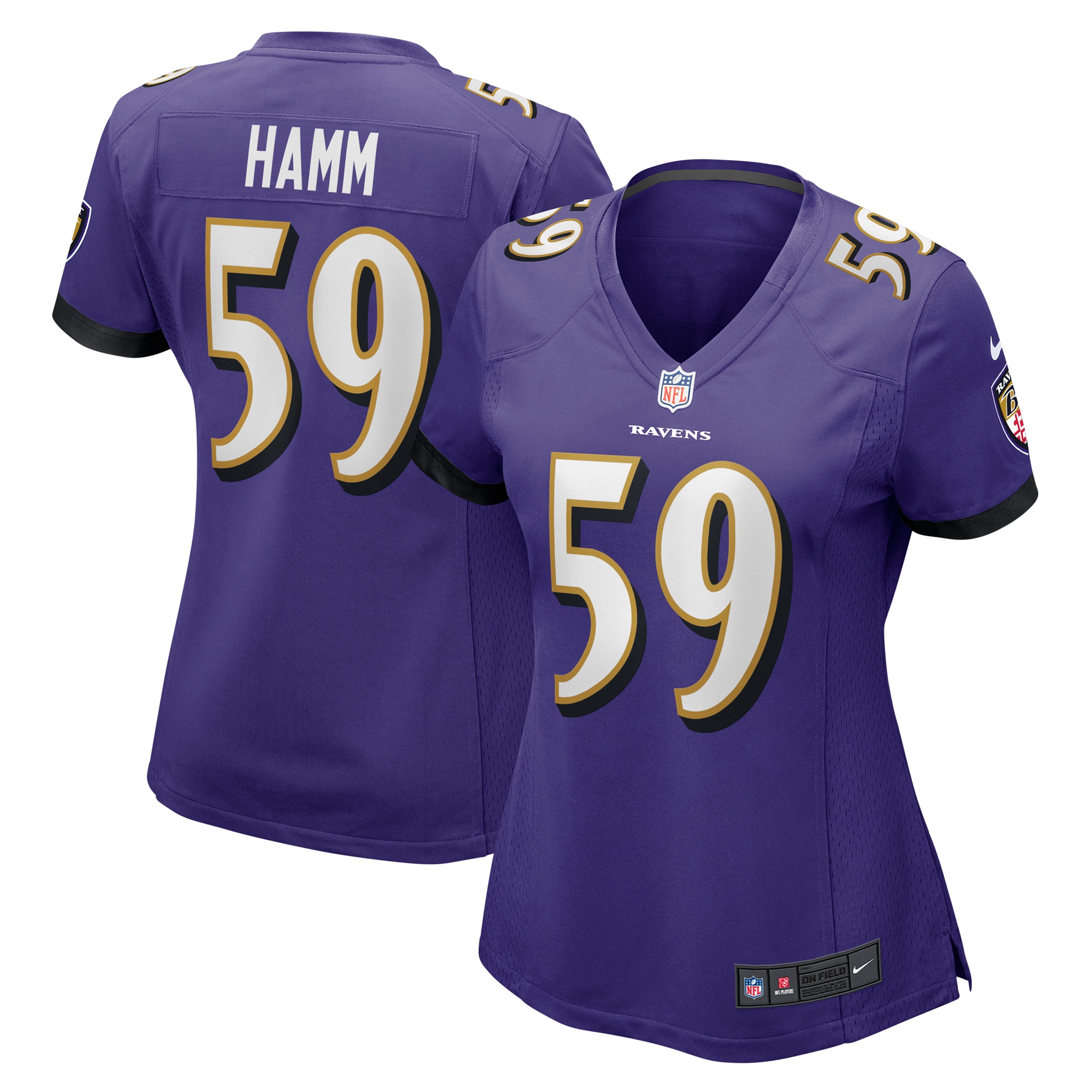 Baltimore Ravens Malik Hamm Purple Game NFL Jersey Women's