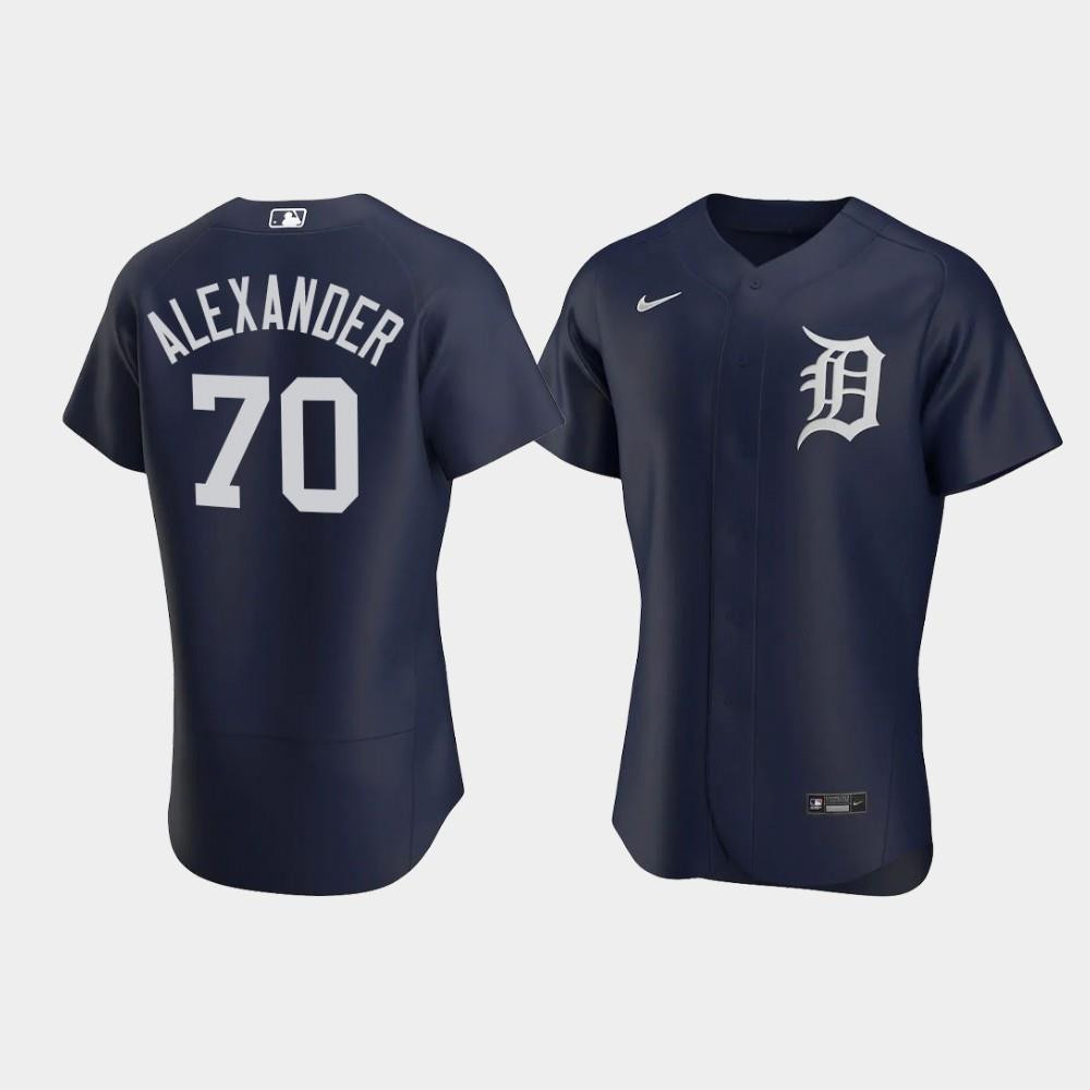 Tyler Alexander 70 Detroit Tigers Team Logo Navy Alternate MLB Jersey Men's