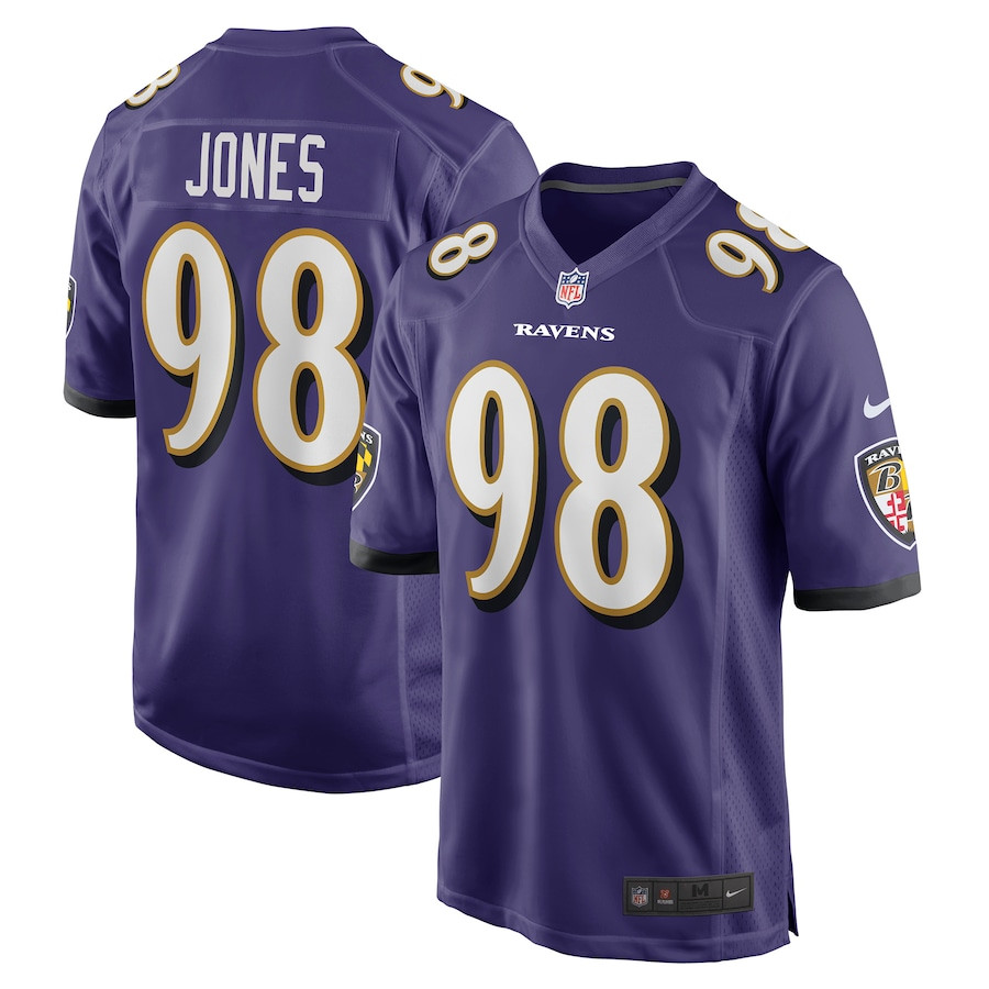 Travis Jones 98 Baltimore Ravens Team Game Purple NFL Jersey Men's