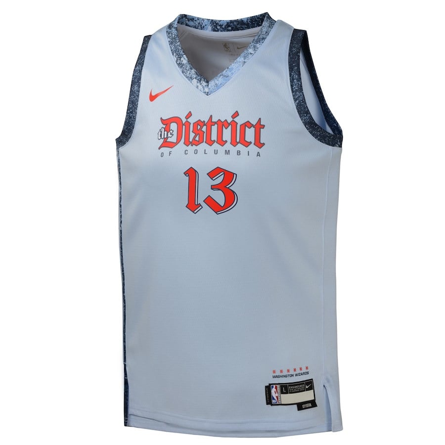 Jordan Poole 13 Washington Wizards 2024/25 Swingman Playe City Edition Powder Blue NBA Jersey Youth