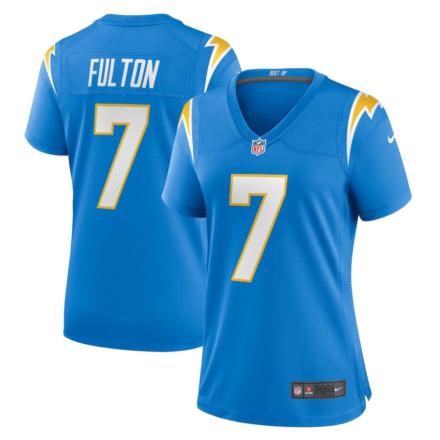 Kristian Fulton 7 Los Angeles Chargers Game Powder Blue NFL Jersey Women's