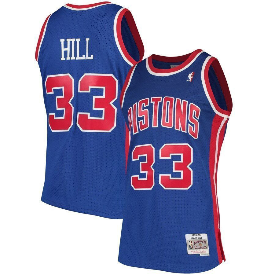Grant Hill Detroit Pistons Mitchell Ness 1995-96 Hardwood Classics Swingman Blue NBA Jersey Men's