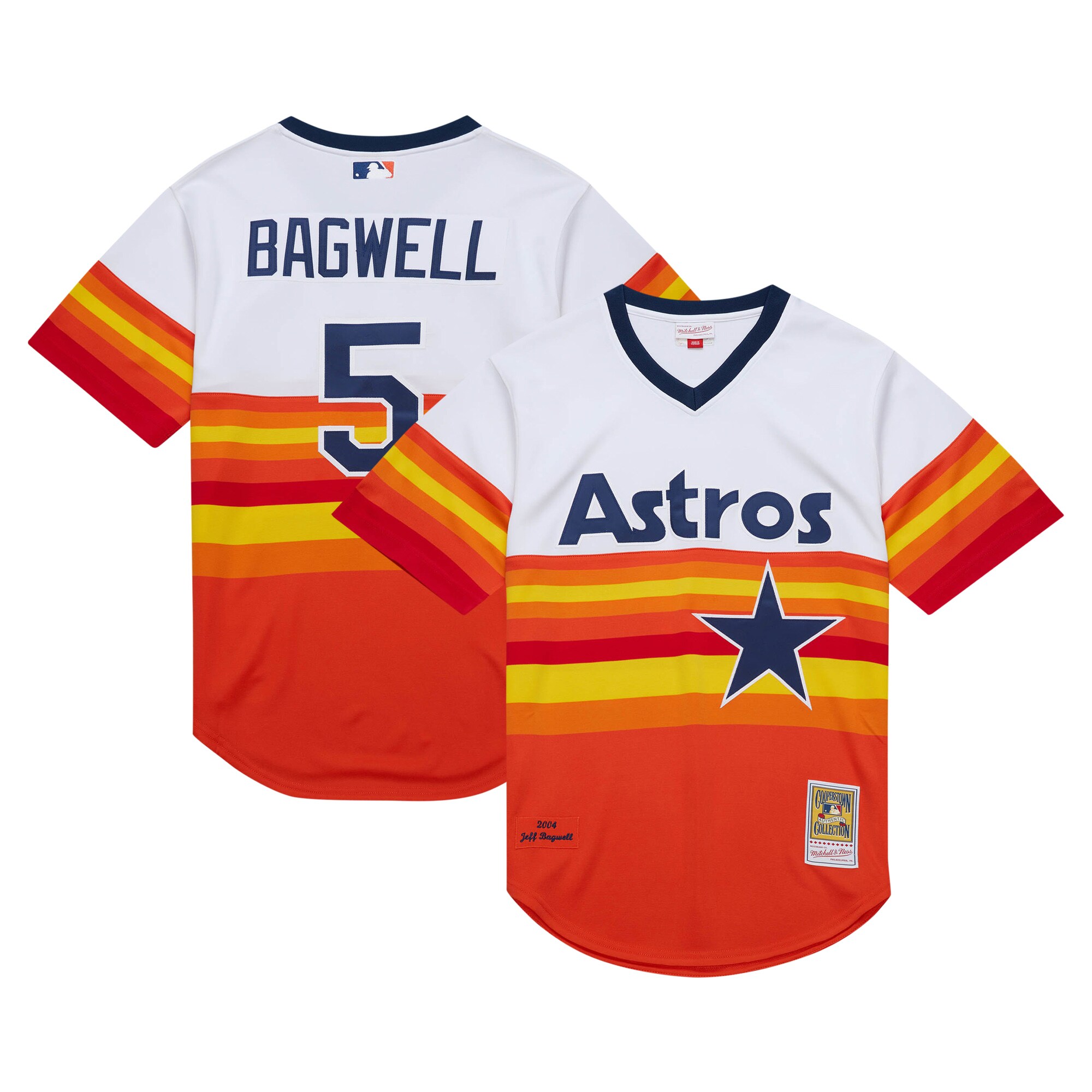 Houston Astros Jeff Bagwell Mitchell Ness White 2004 Cooperstown Collection Throwback MLB Jersey Men's