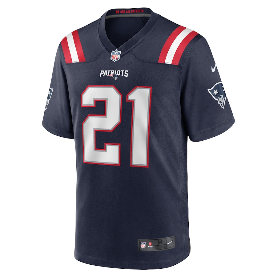 Jaylinn Hawkins 21 New England Patriots Team Game Navy NFL Jersey Men's