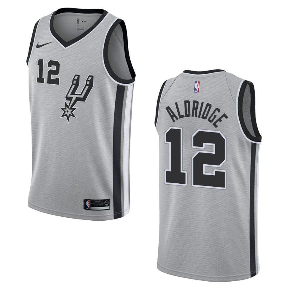 San Antonio Spurs 12 Lamarcus Aldridge Statement Swingman Silver NBA Jersey Men's