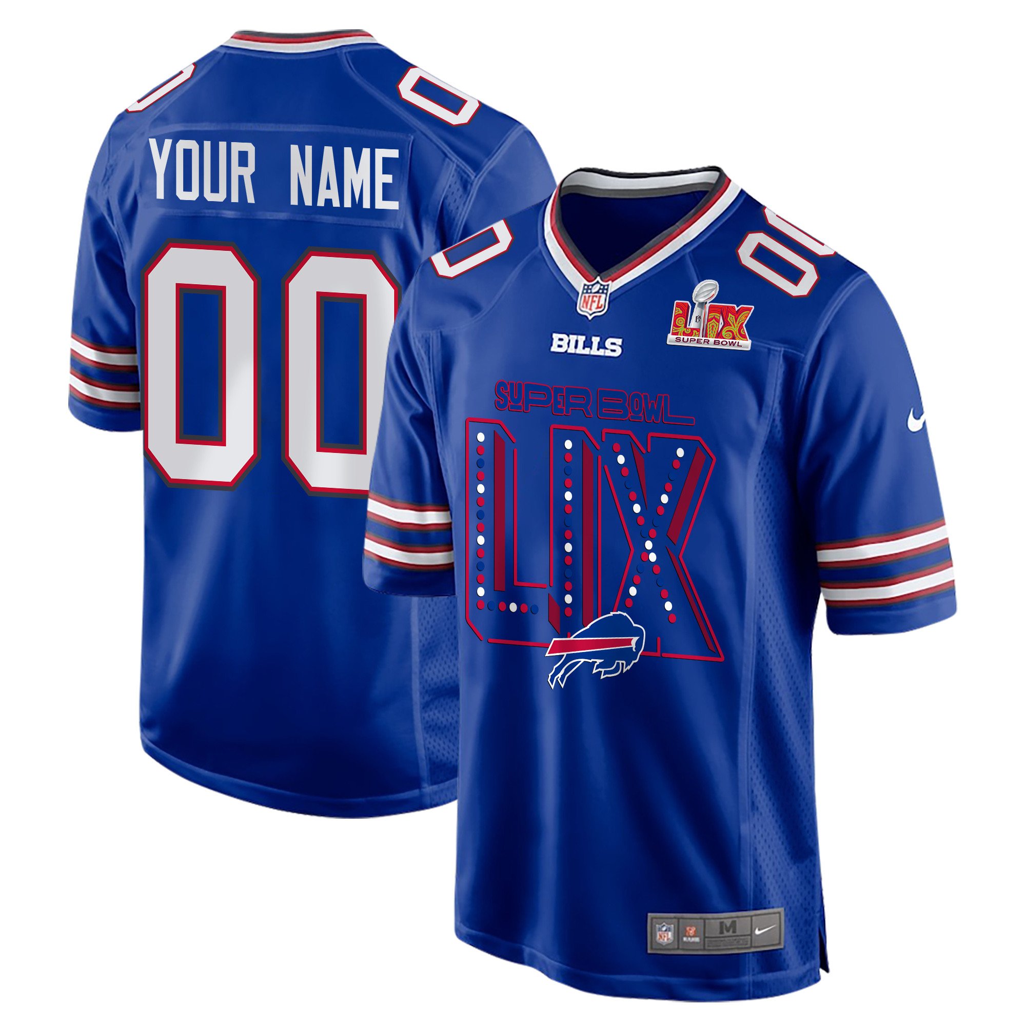 Buffalo Bills Super Bowl LIX V2 Game Custom Royal NFL Jersey Men's