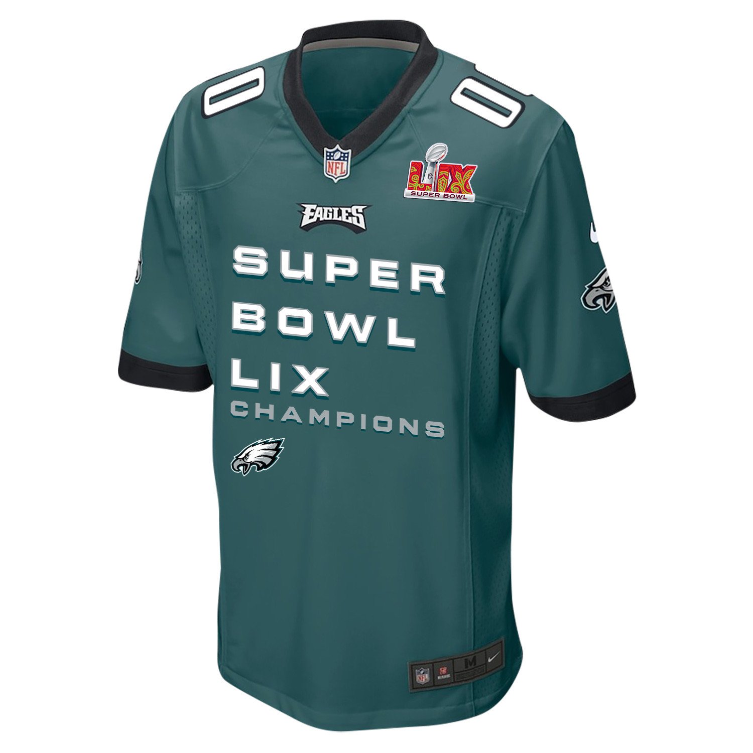Philadelphia Eagles Super Bowl LIX Champions V3 Game Custom Midnight Green NFL Jersey Men's