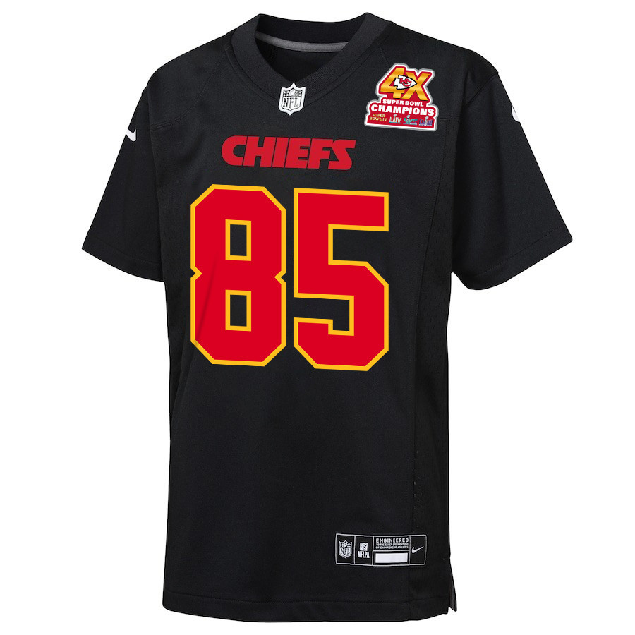 Matt Bushman 49 Kansas City Chiefs Super Bowl LVIII Champions 4X Fashion Game Carbon Black NFL Jersey Youth