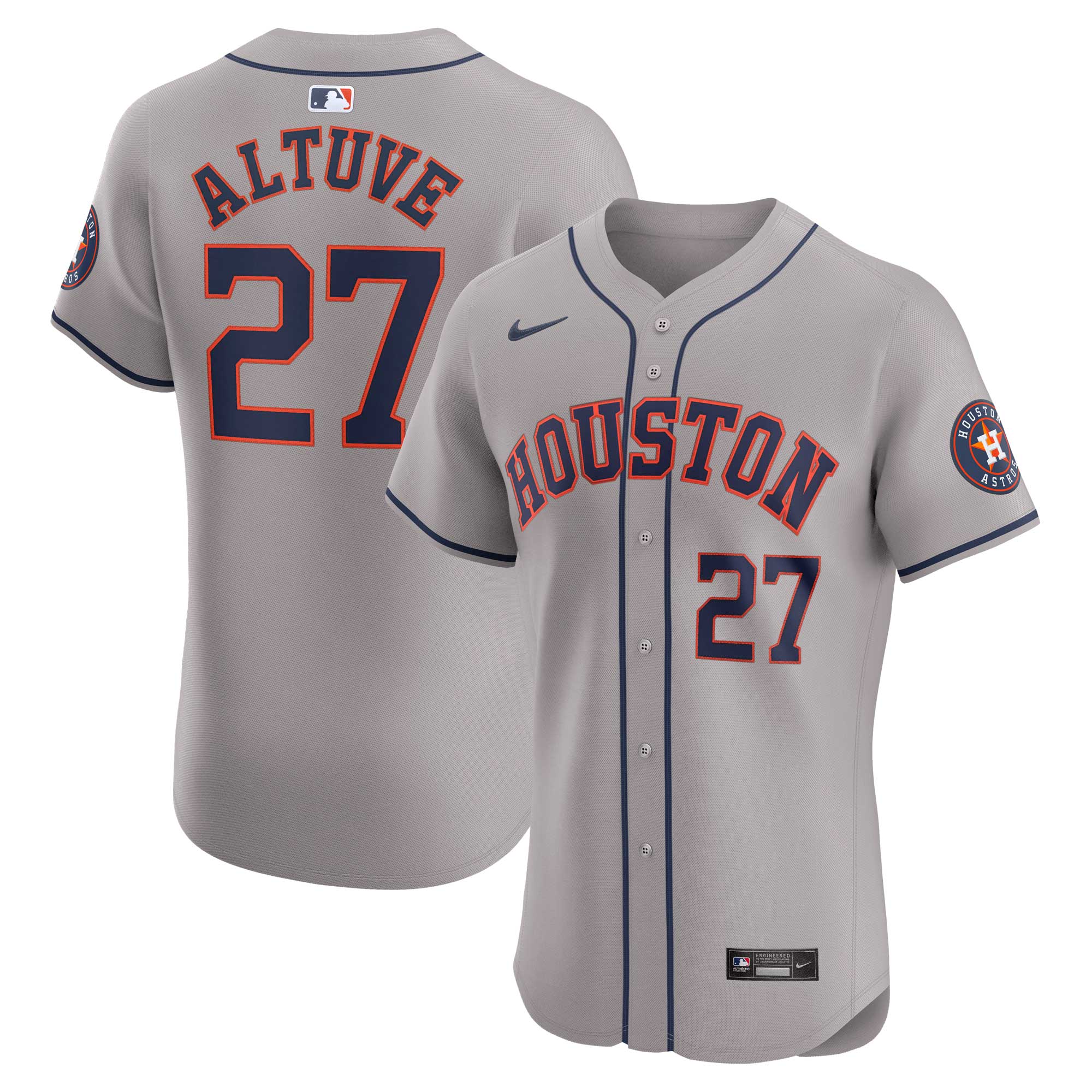 Houston Astros Jose Altuve Gray Road Elite Player MLB Jersey Men's