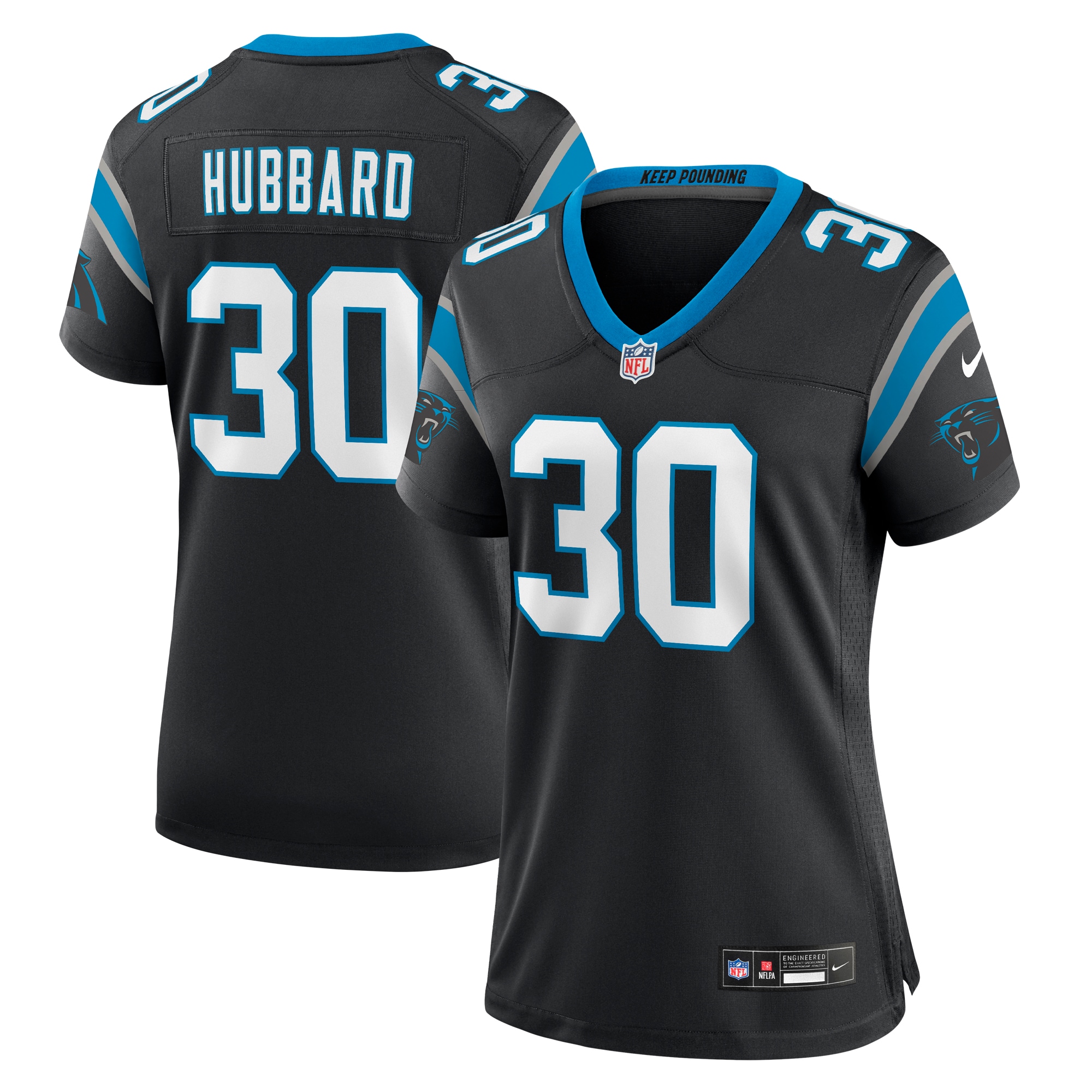Carolina Panthers Chuba Hubbard Black Team Game NFL Jersey Women's