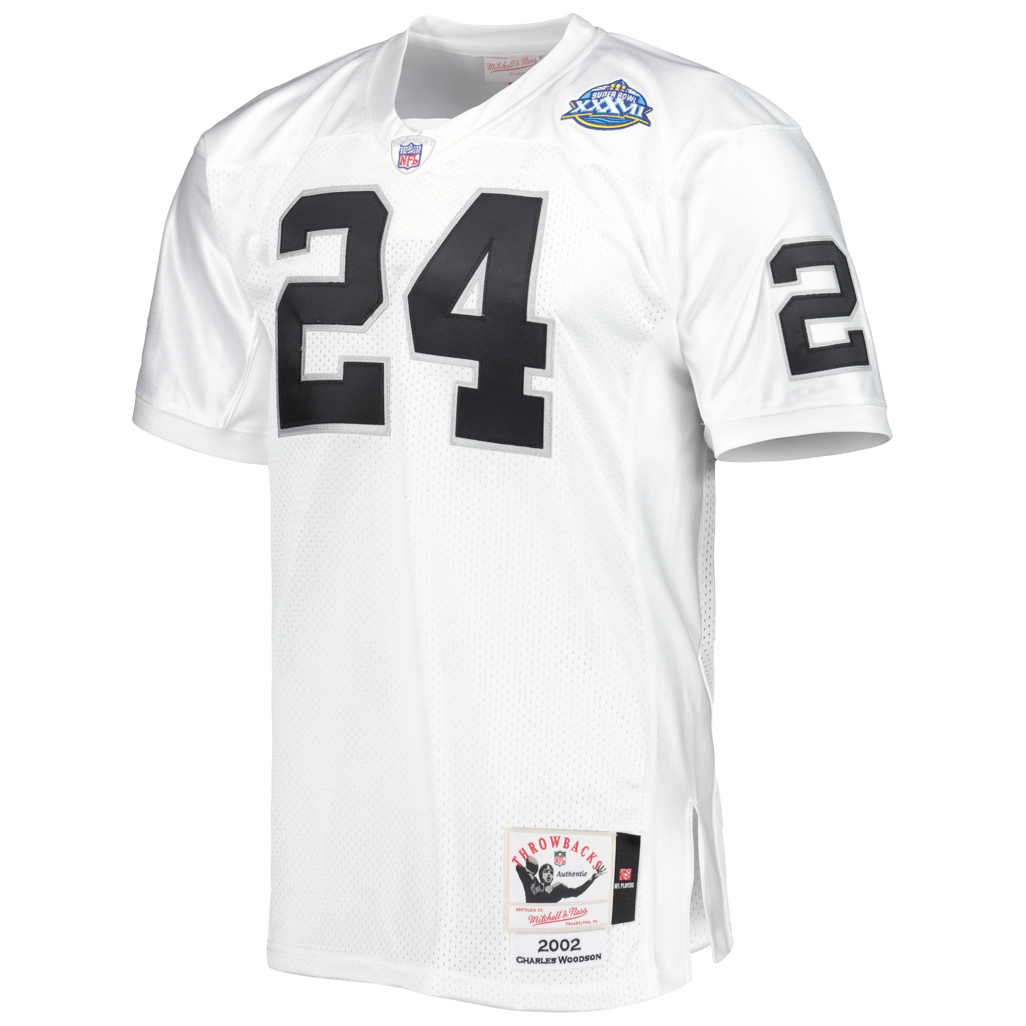 Las Vegas Raiders 2002 Charles Woodson Mitchell Ness White Throwback Retired Player NFL Jersey Men's