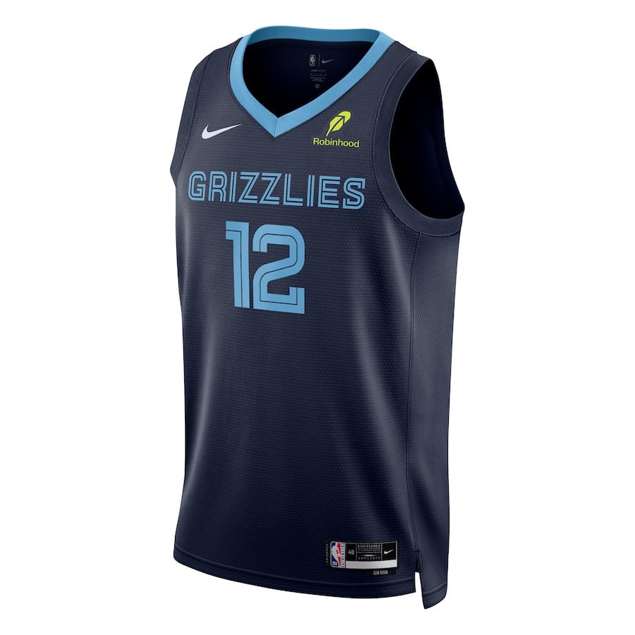 Ja Morant 12 Memphis Grizzlies Unisex Swingman Badge Player Icon Edition Navy NBA Jersey Unisex