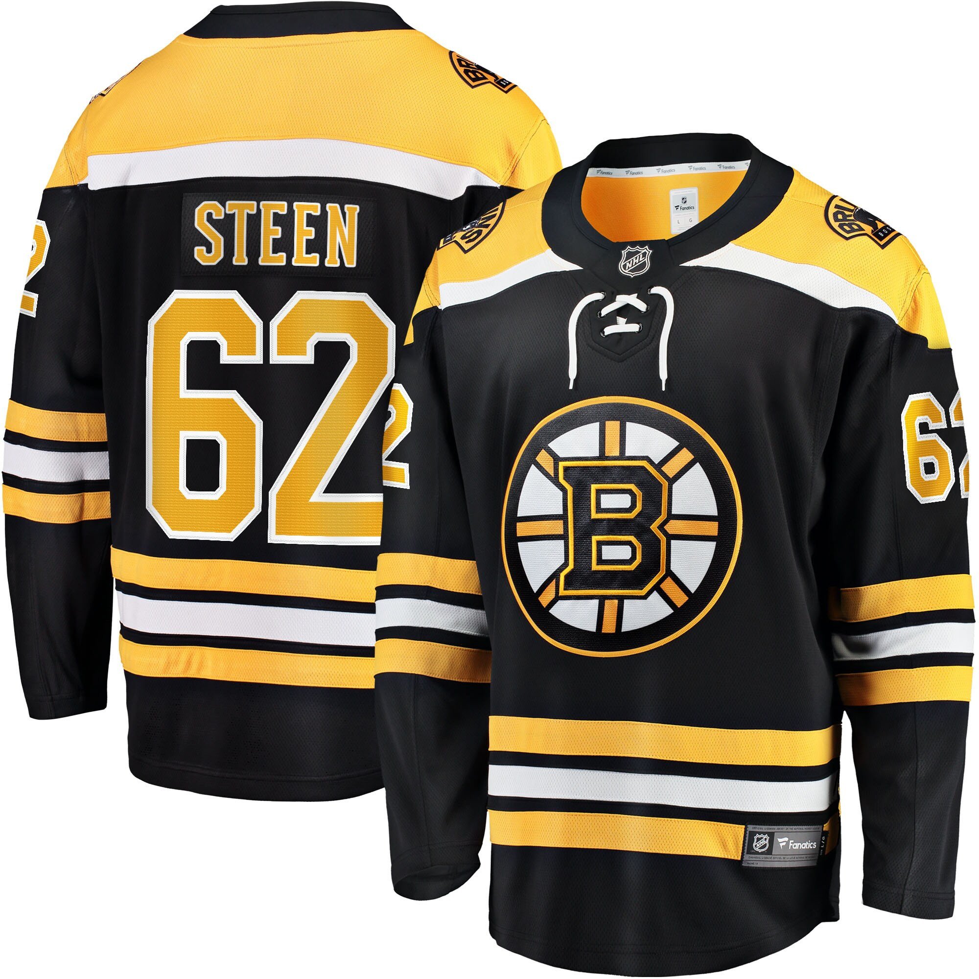 Oskar Steen 62 Boston Bruins Home Breakaway Black NHL Jersey Men's