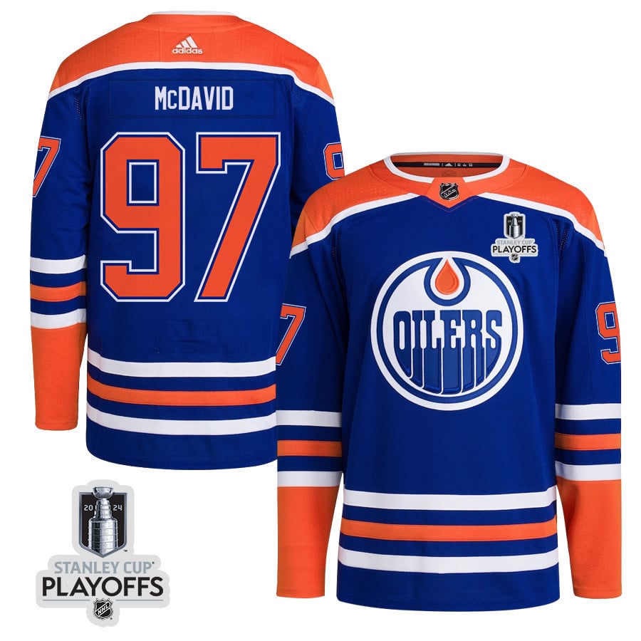 Connor McDavid 97 Edmonton Oilers 2024 Playoffs Patch Home Men NHL Jersey Men's