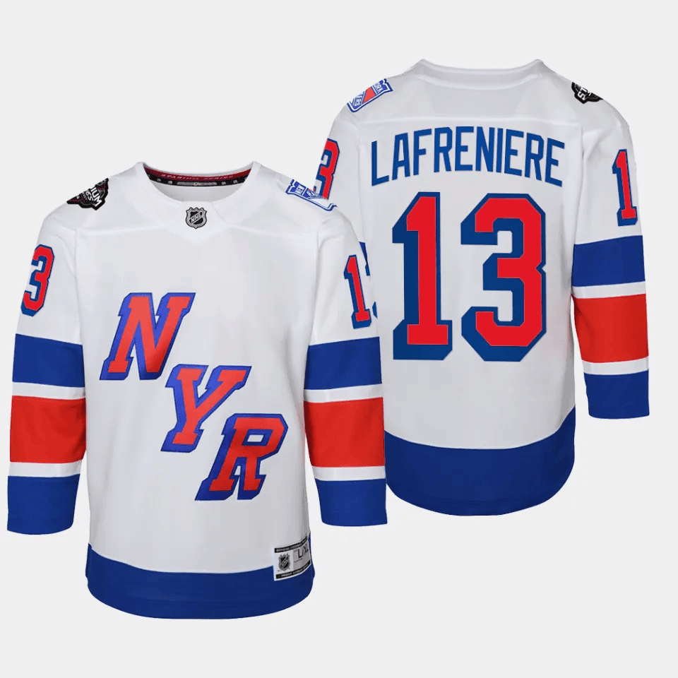 Alexis Lafreniere 13 New York Rangers 2024 Stadium Series White NHL Jersey Youth