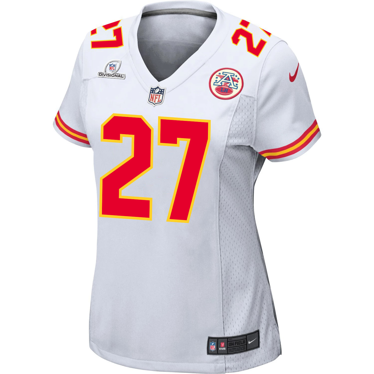 Chamarri Conner 27 Kansas City Chiefs Super Bowl LVIII Patch Game White NFL Jersey Women's