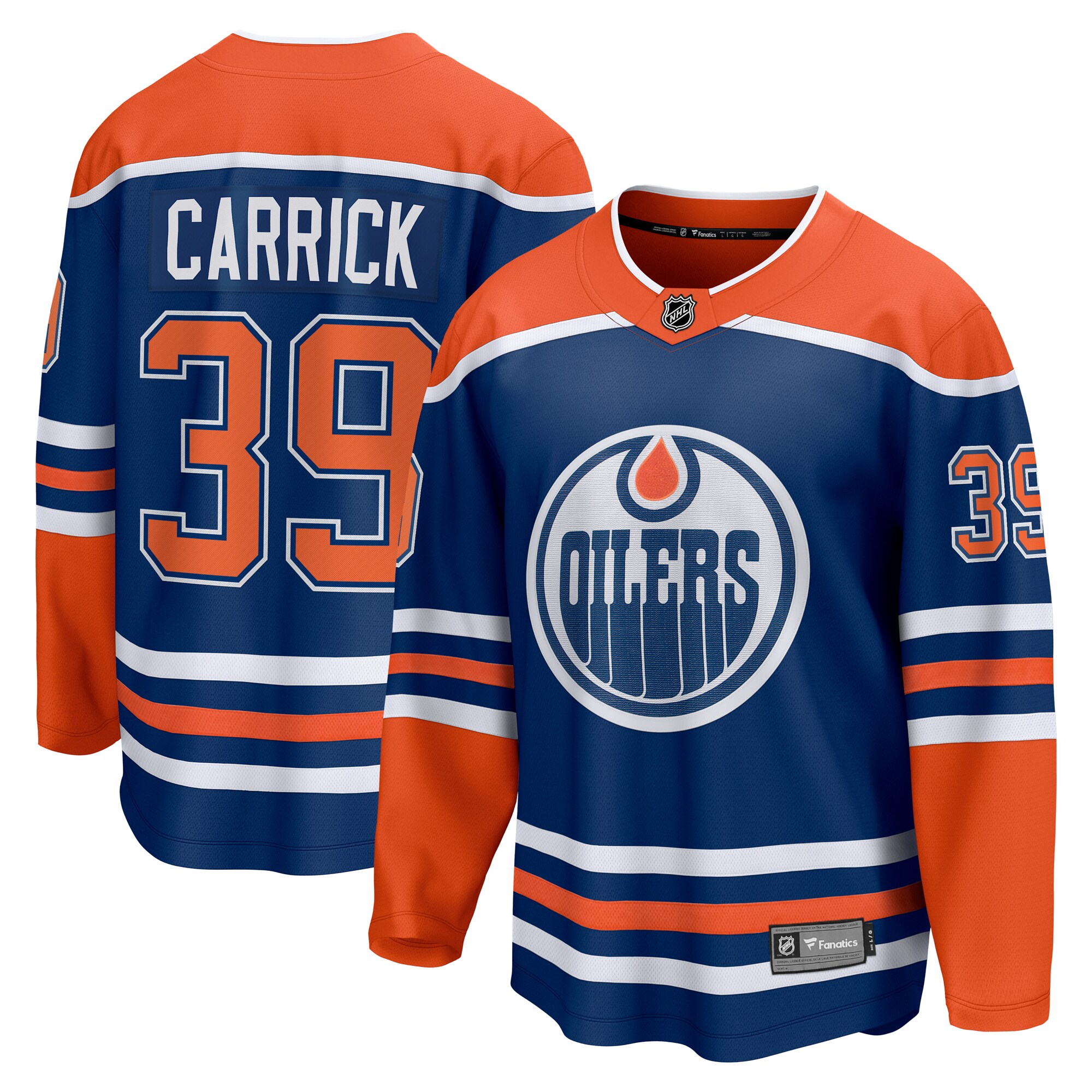 Edmonton Oilers Sam Carrick Royal Home Premier Breakaway Player NHL Jersey Men's