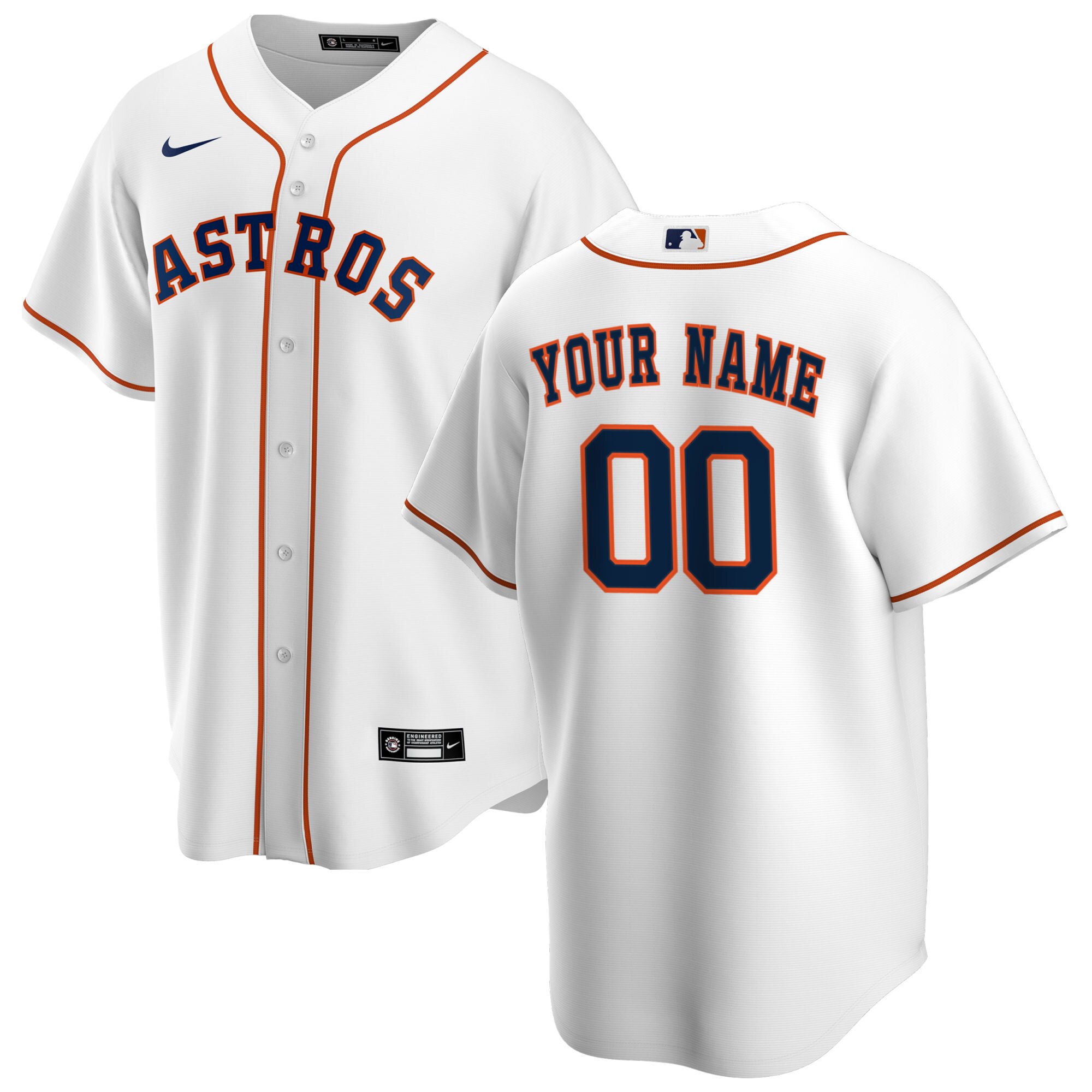 Houston Astros White Home Custom MLB Jersey Men's