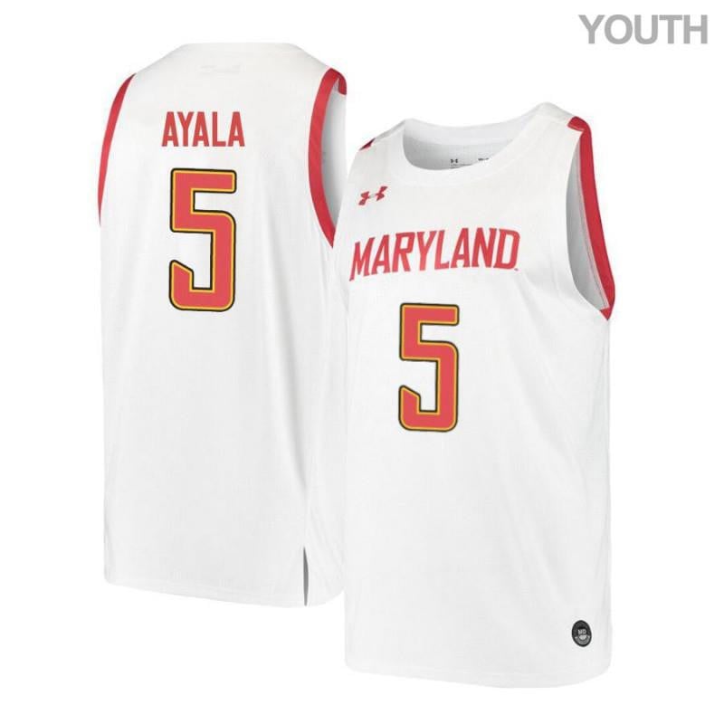 Under Armour 5 Eric Ayal White Retro Maryland Terrapins NCAA Jersey Youth