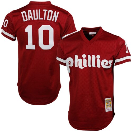 Philadelphia Phillies Darren Daulton Mitchell Ness Red Cooperstown Mesh Batting Practice MLB Jersey Men's