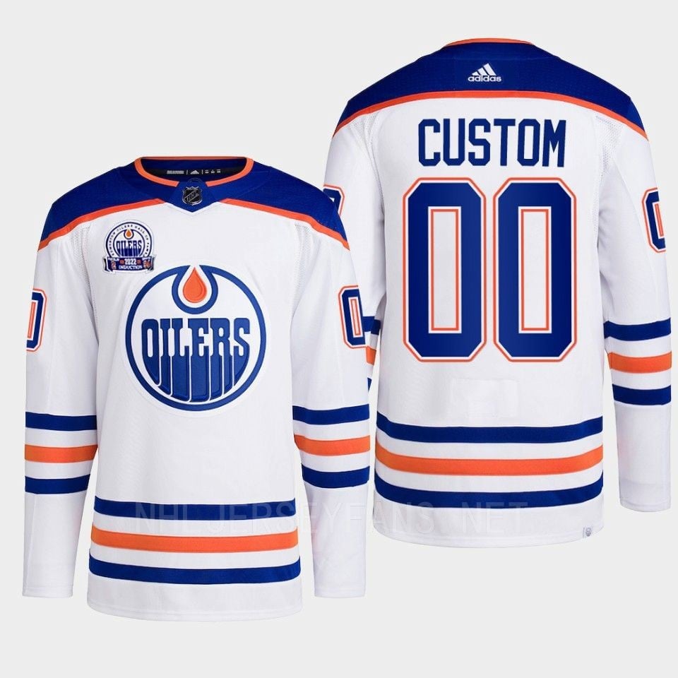 Custom 00 Edmonton Oilers White 2022 Lee Ryan Hall Of Fame Patch Away NHL Jersey Men's