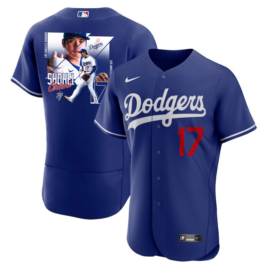 Shohei Ohtani 17 Los Angeles Dodgers Signed Greatest Sho On Earth 2023 Alternate ELITE Royal MLB Jersey Men's