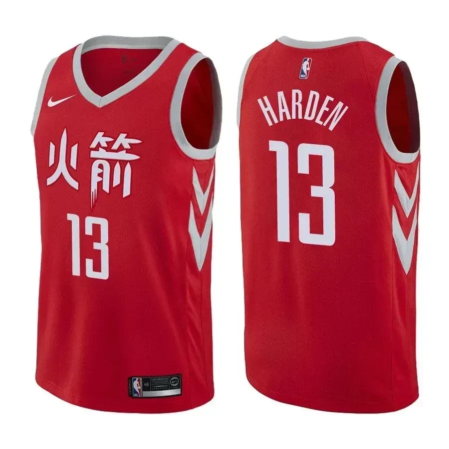 Houston Rockets James Harden 13 City Edition Red NBA Jersey Men's