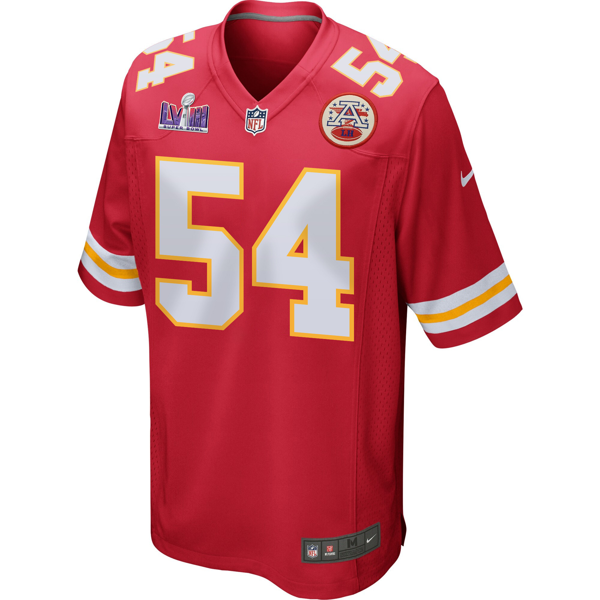 Leo Chenal 54 Kansas City Chiefs Super Bowl LVIII Patch Game Red NFL Jersey Men's