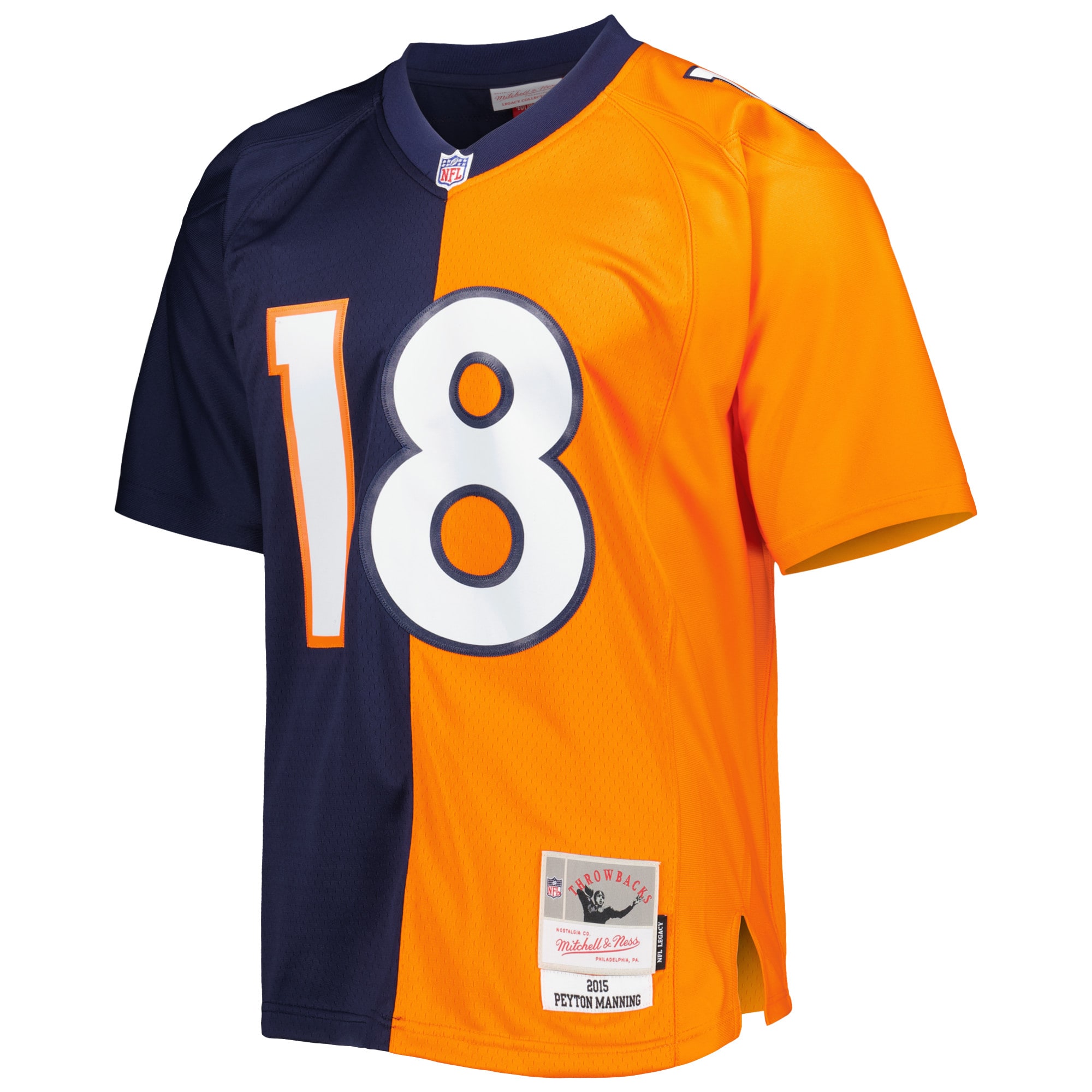 Denver Broncos Peyton Manning Mitchell Ness Navy/Orange 2015 Split Legacy NFL Jersey Men's
