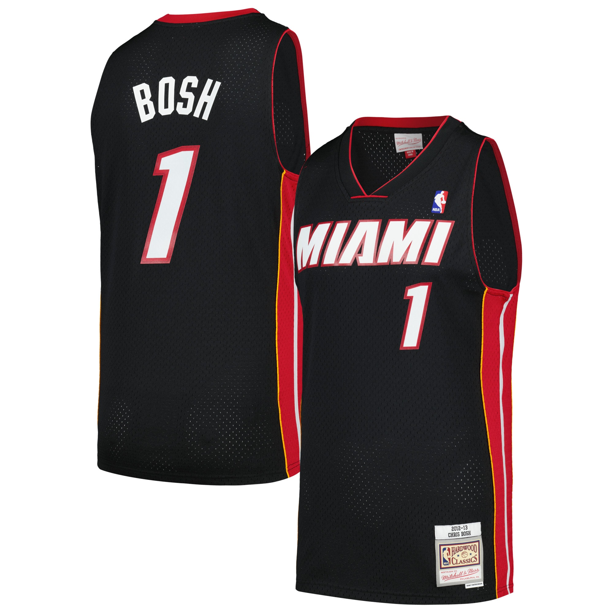 Mitchell Ness Chris Bosh Black Miami Heat 2012/13 Hardwood Classics Swingman NBA Jersey Men's