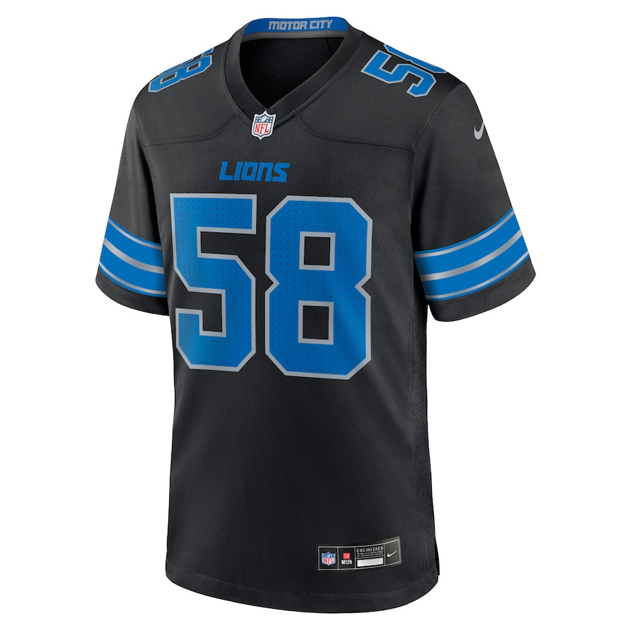 Penei Sewell 58 Detroit Lions 2nd Alternate Game Black NFL Jersey Men's