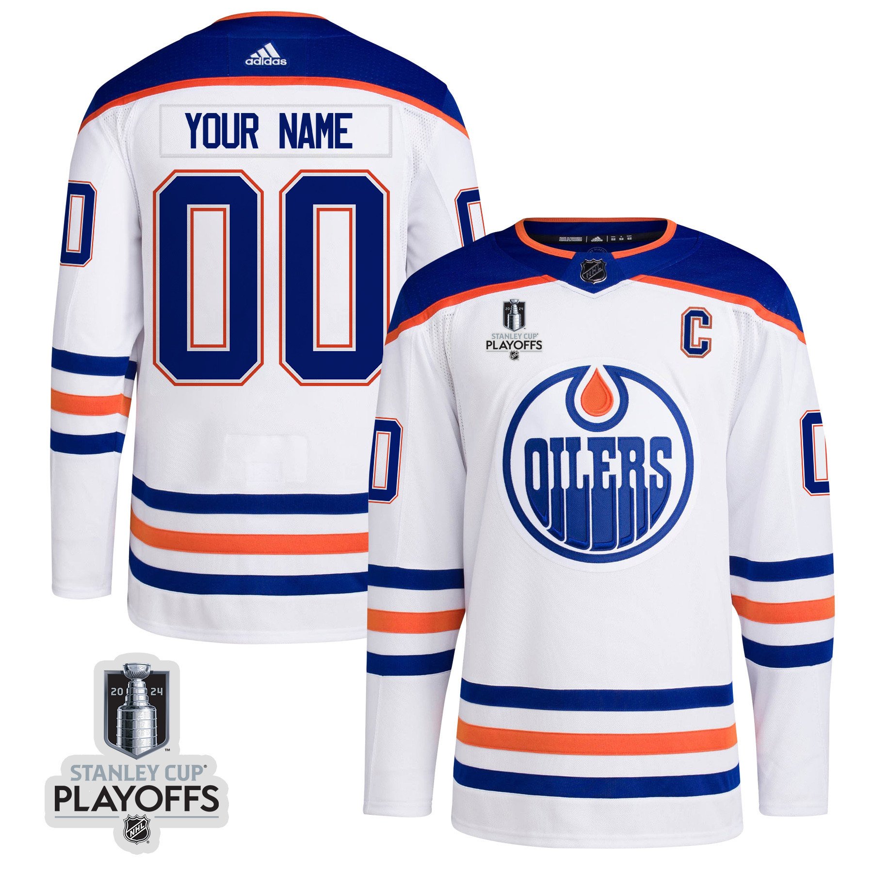 Edmonton Oilers 2024 Playoffs Patch Away Custom White NHL Jersey Men's