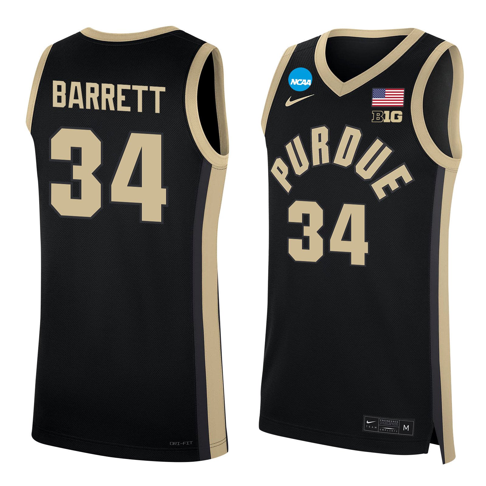 Carson Barrett 34 Purdue Boilermakers 2024 Black Unisex NCAA Jersey Unisex