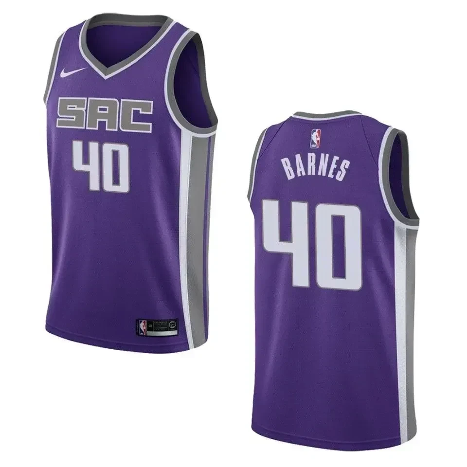 Sacramento Kings 40 Harrison Barnes Icon Swingman Purple NBA Jersey Men's