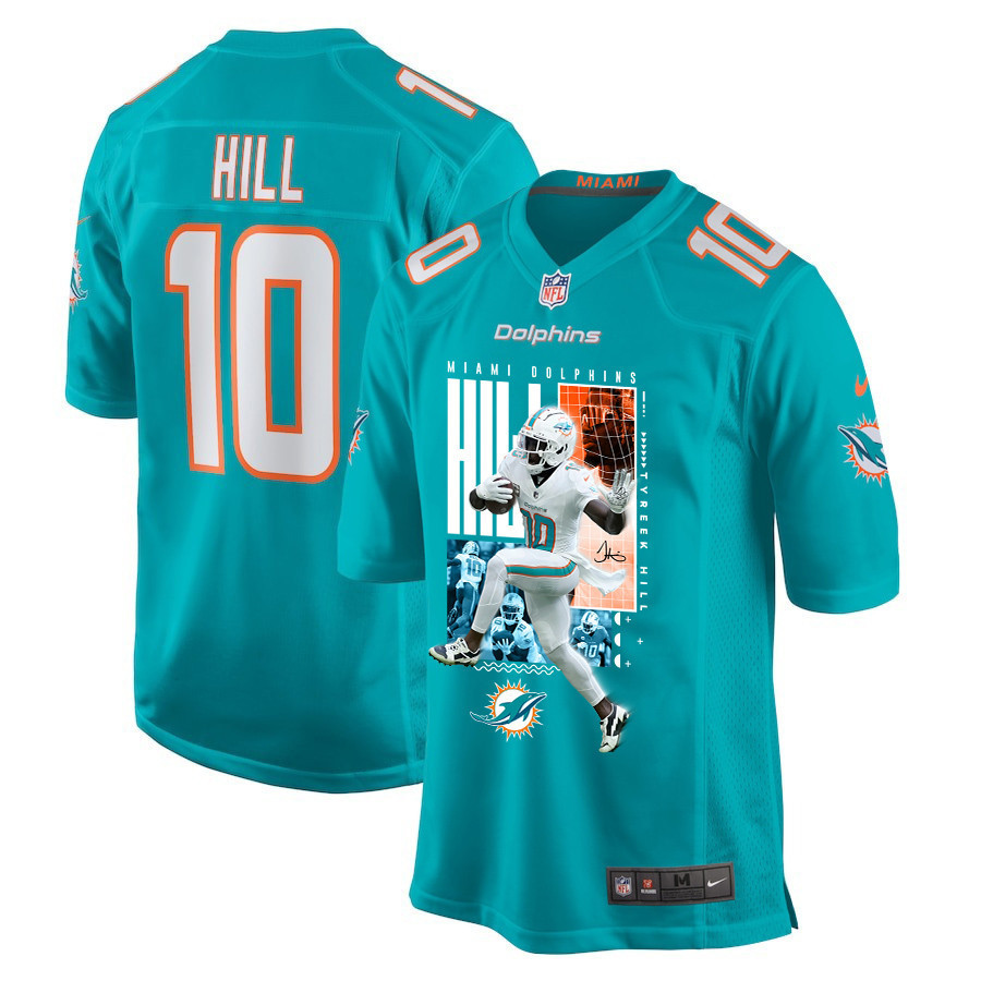 Tyreek Hill 10 Miami Dolphins The Cheetah Game Aqua NFL Jersey Men's