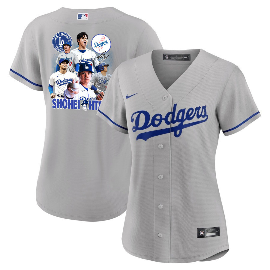 Shohei Ohtani 17 Los Angeles Dodgers Signed Sho King 2023 Road Gray MLB Jersey Women's