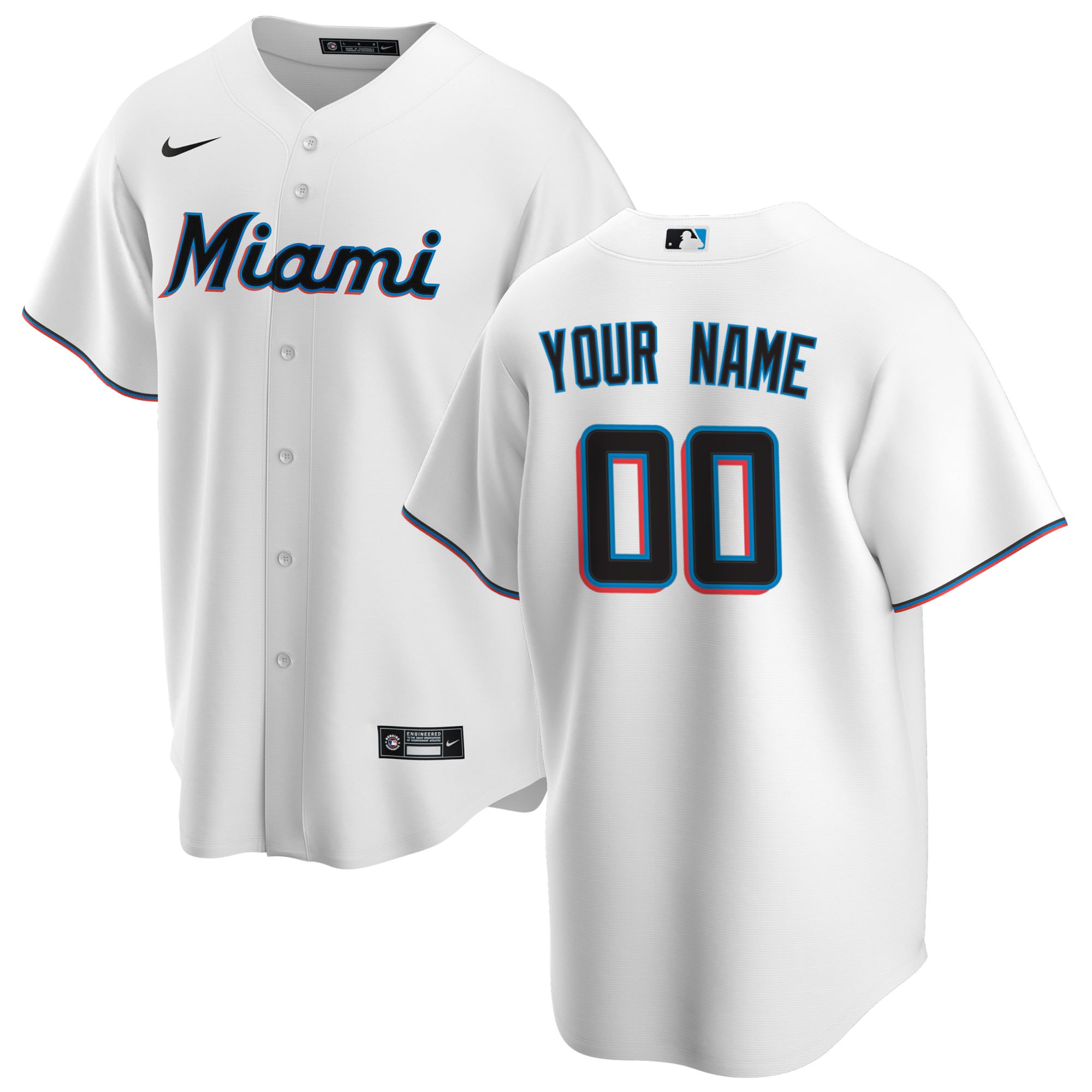 Miami Marlins White Home Custom MLB Jersey Men's