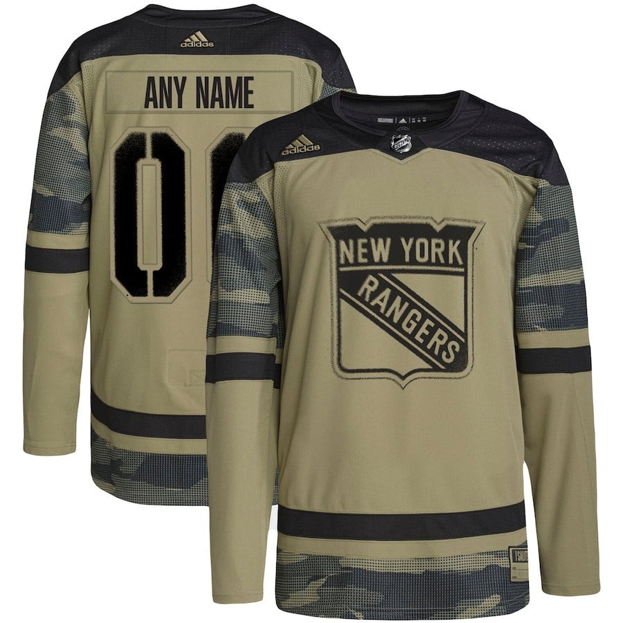 New York Rangers Military Appreciation Team Custom Practice Camo NHL Jersey Men's