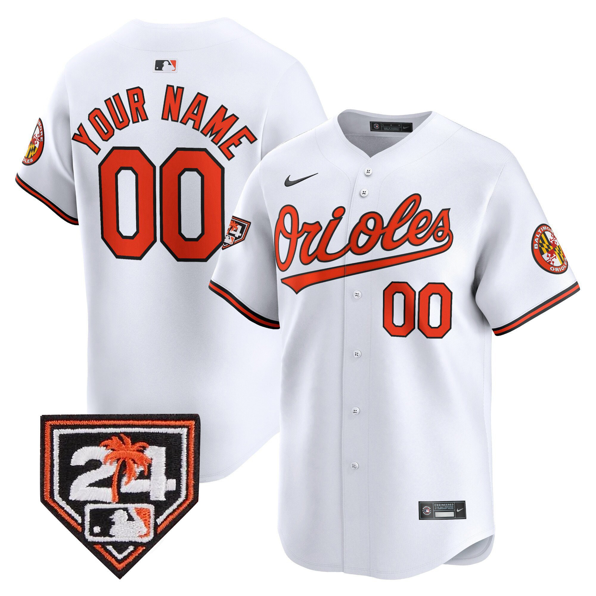 Baltimore Orioles 2024 Spring Training Patch Custom White MLB Jersey Men's