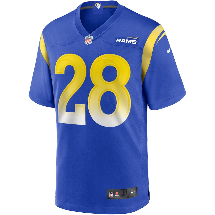 Marshall Faulk 28 Los Angeles Rams Game Retired Royal NFL Jersey Men's