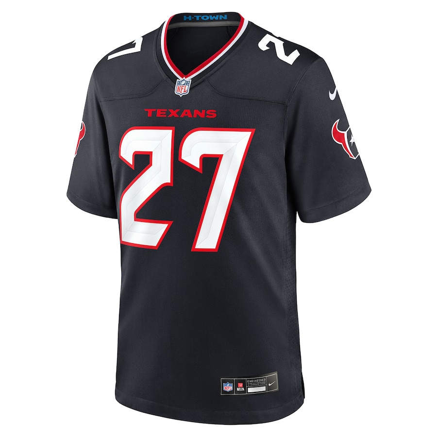 Troy Pride 27 Houston Texans Team Game Navy NFL Jersey Men's