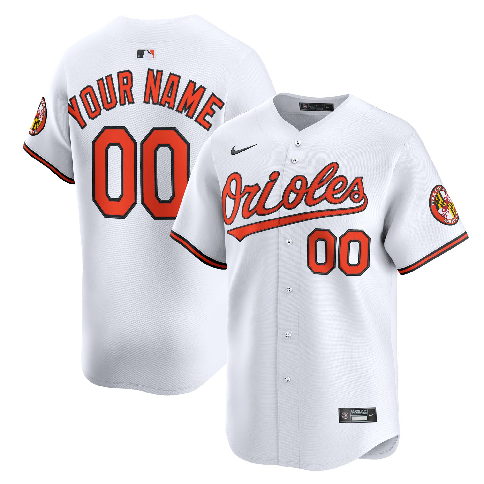 Baltimore Orioles White Home Limited Custom MLB Jersey Men's