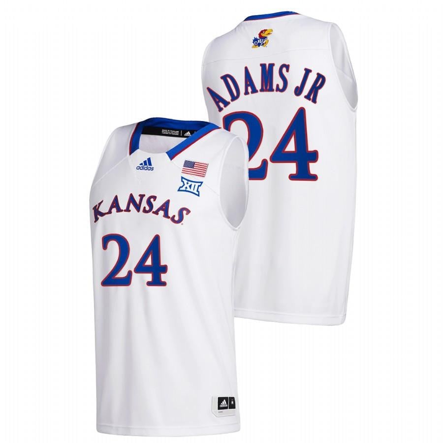 Kansas Jayhawks K.J. Adams Jr. 24 202 White College Home NCAA Jersey Men's