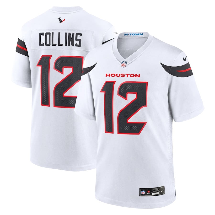 Nico Collins 12 Houston Texans Game White NFL Jersey Men's