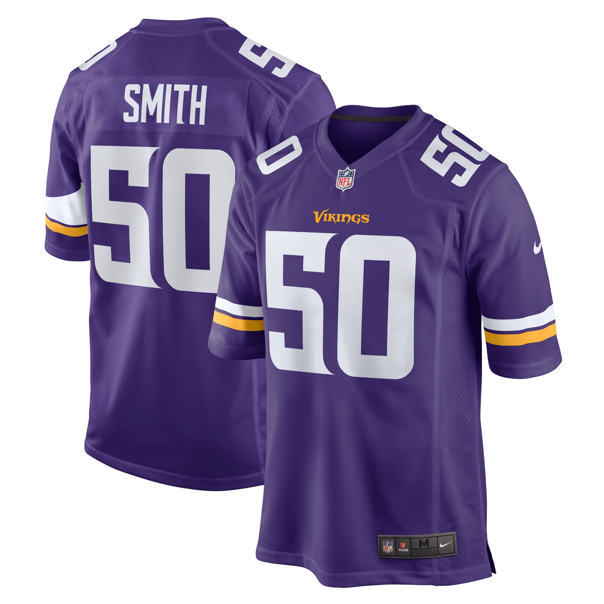 Minnesota Vikings TJ Smith Purple Home Game Player NFL Jersey Men's