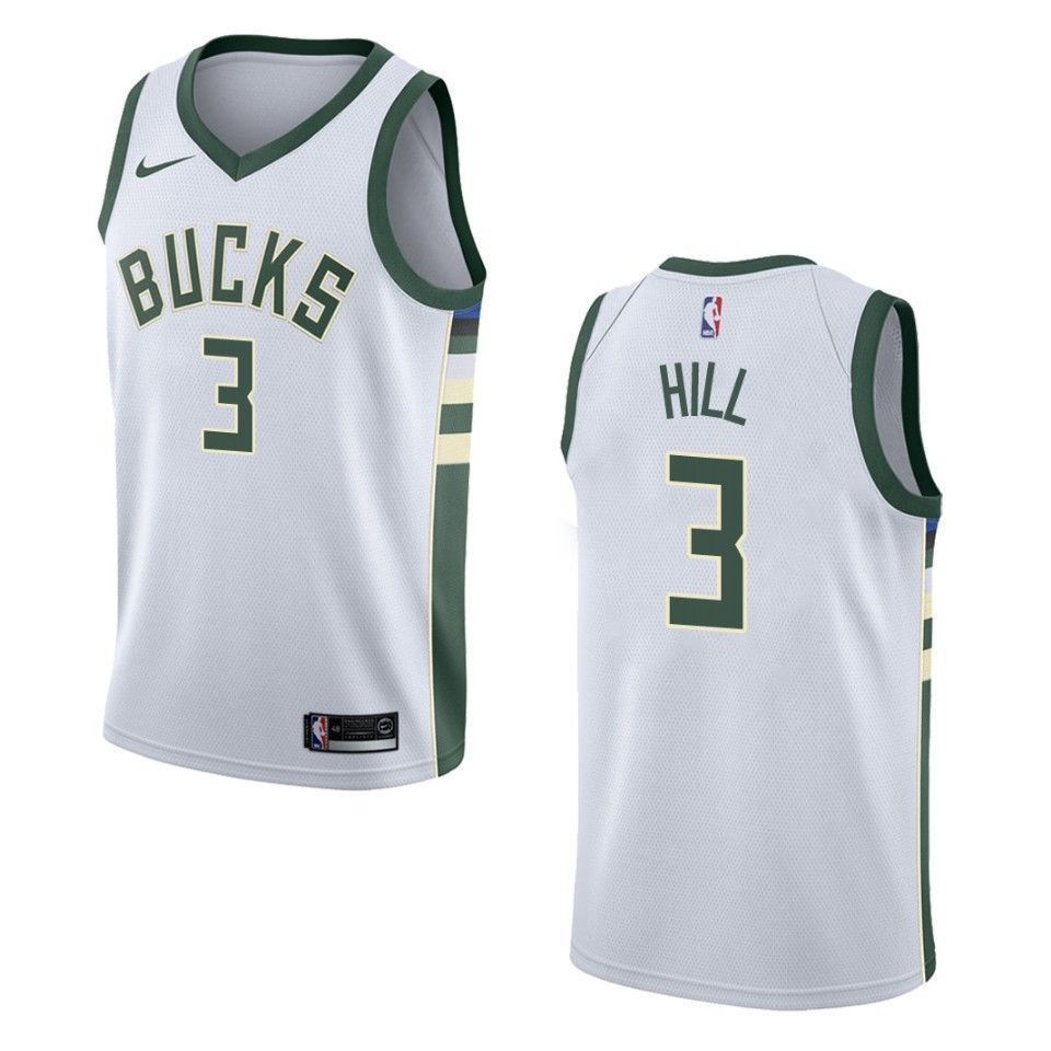 Milwaukee Bucks 3 George Hill Association Swingman White NBA Jersey Men's