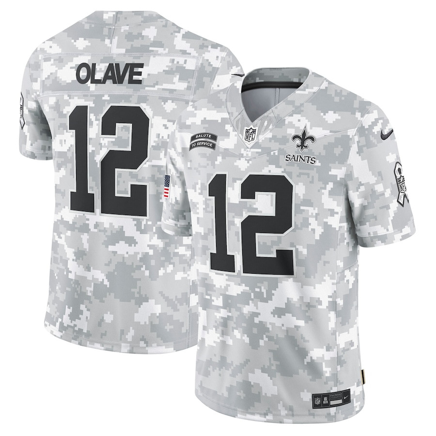 Chris Olave 12 New Orleans Saints 2024 Salute to Service Limited Arctic Camo NFL Jersey Men's